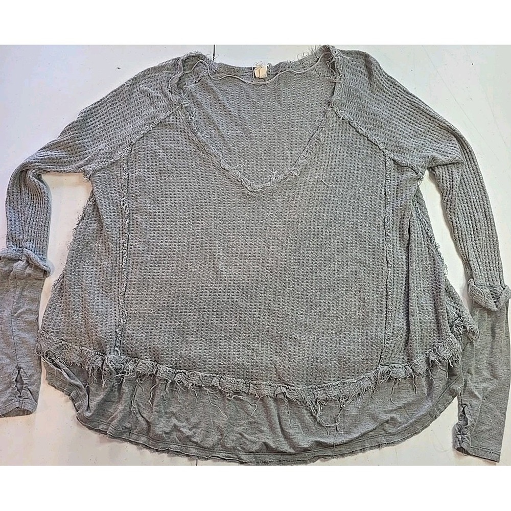 We The Free Laguna Thermal Waffle Knit Tunic Size XS Gray‎ Boho Lounge Grunge